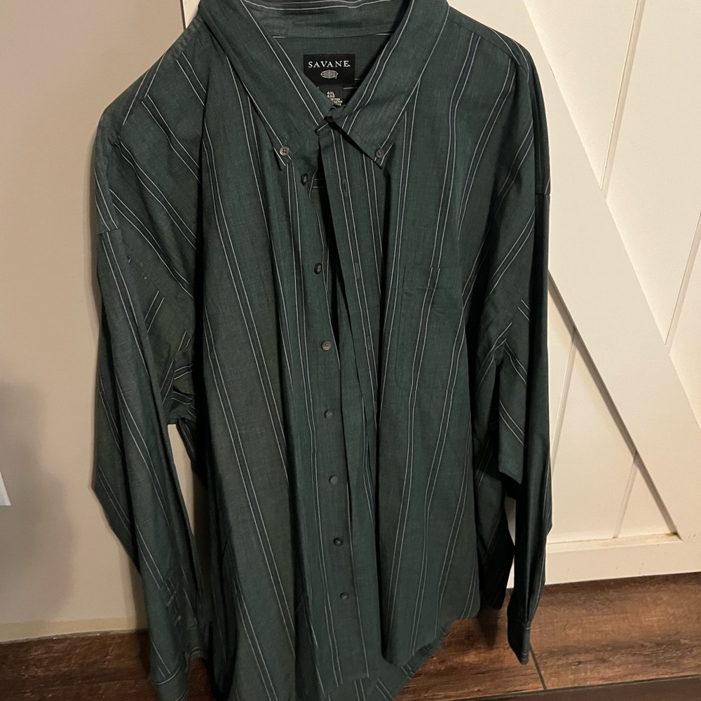 Savane Men's Dark Green Pinstripe Shirt